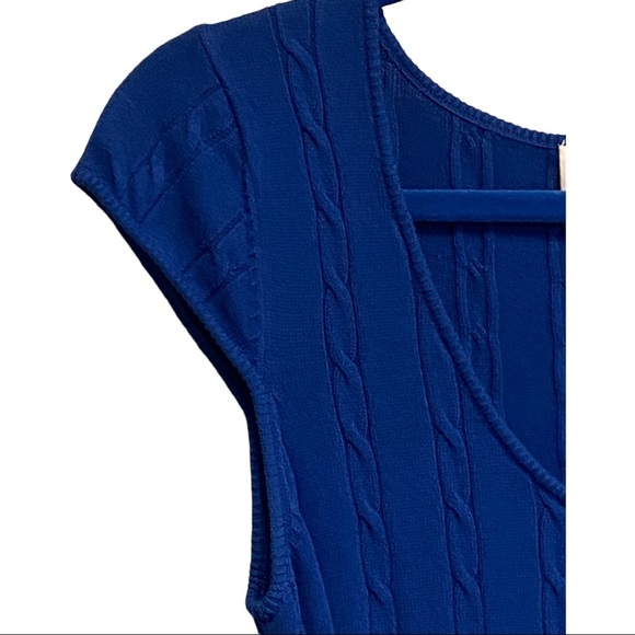 Milly of New York Medium Cerulean Blue Scoop Neck Cap Sleeves Sweater Dress 4636 - Picture 3 of 9